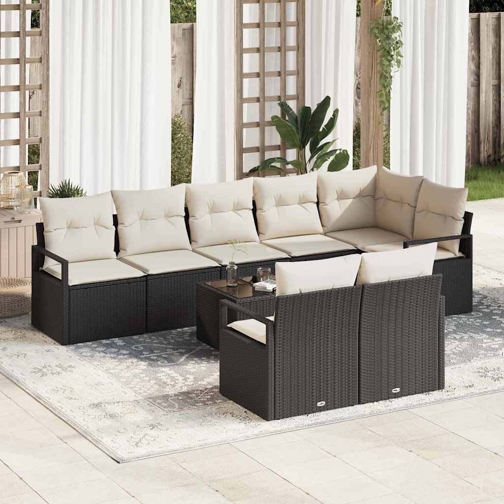 Garten-Sofa-Set mit Kissen mit Speicher 9 pcs Braun und Creme